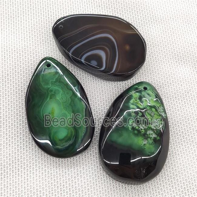 Natural Agate Teardrop Pendant Dye Green