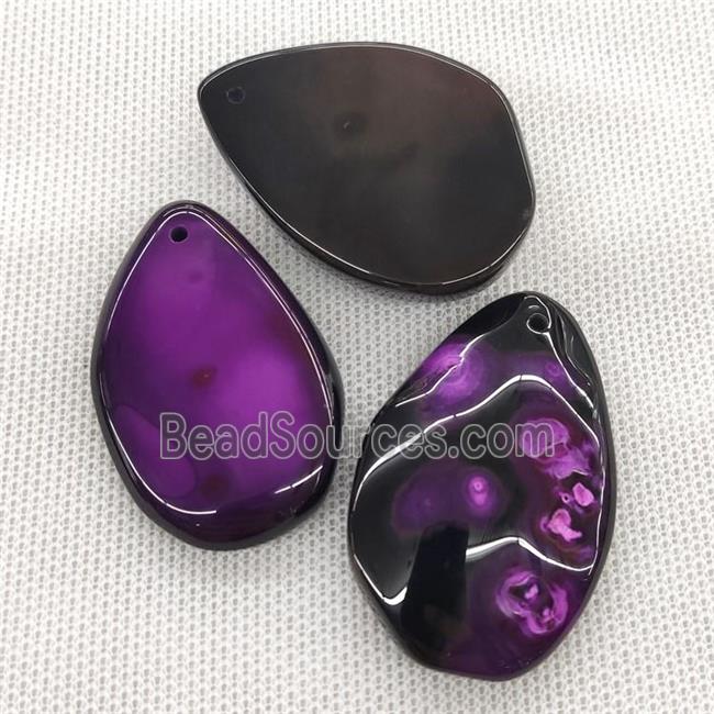 Natural Agate Teardrop Pendant Dye Hotpink