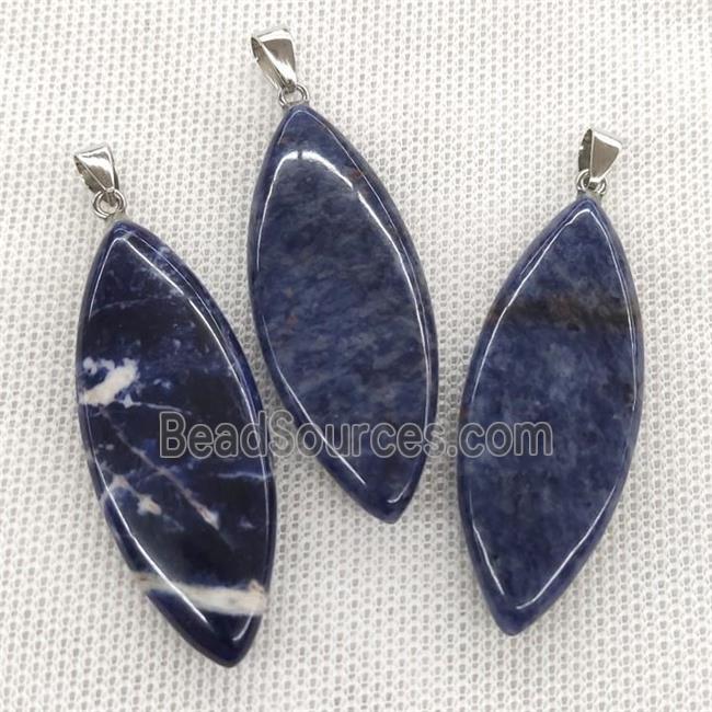 Natural Blue Sodalite Leaf Pendant