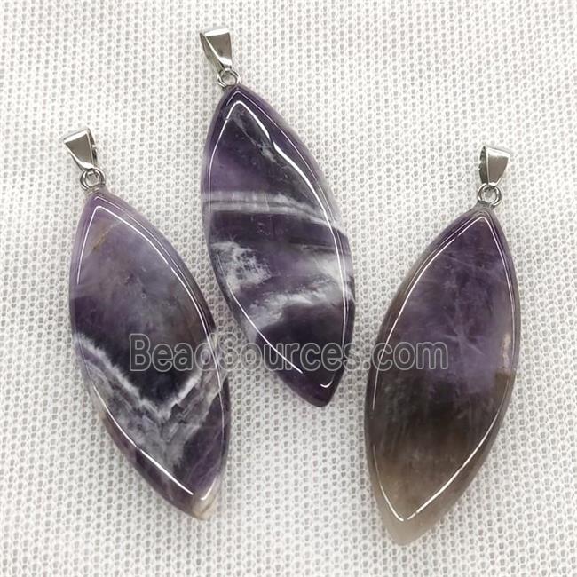 Natural Dogtooth Amethyst Leaf Pendant Purple