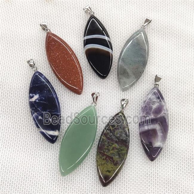 Mixed Gemstone Leaf Pendant