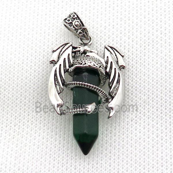 Alloy Dragon Pendant Pave Indian Agate Antique Silver