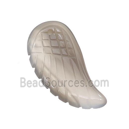 Natural Gray Agate Pendant Angel Wings