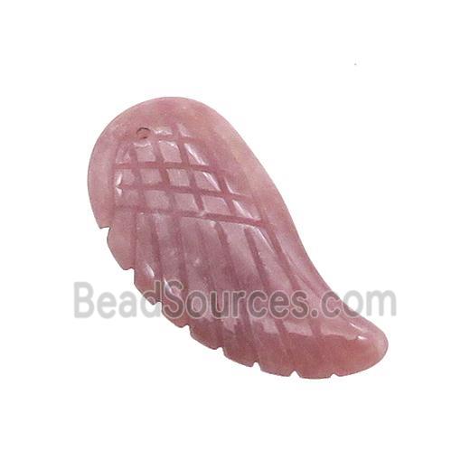 Pink Chinese Rhodonite Angel Wings Pendant