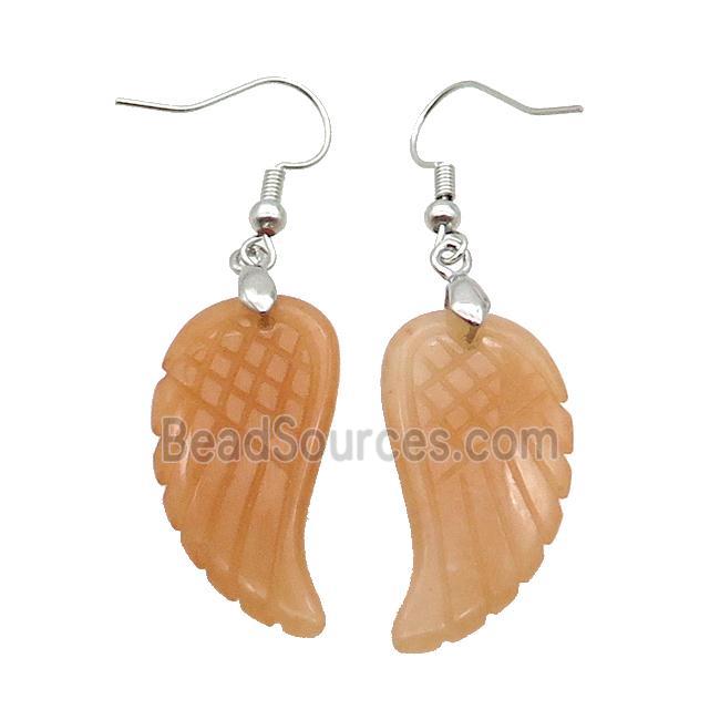 Pink Aventurine Angel Wings Hook Earring