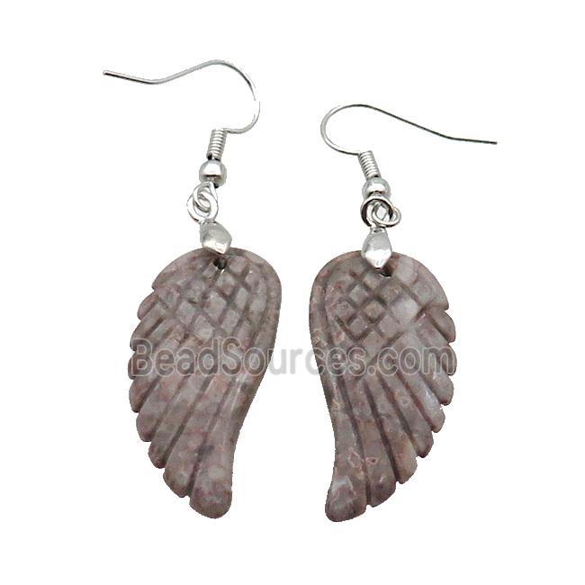 Maifanite Jasper Angel Wings Hook Earring