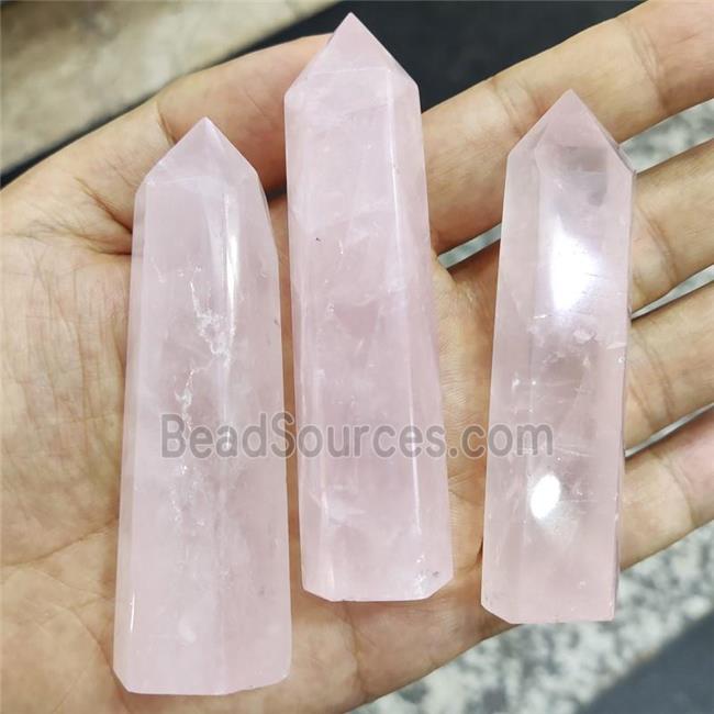 Natural Pink Rose Quartz Tower Undrilled