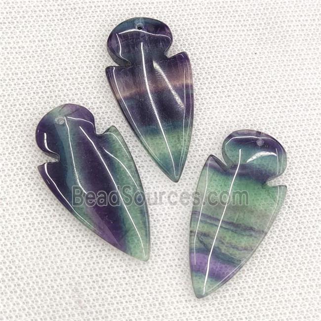 Natural Fluorite Arrowhead Pendant Multicolor