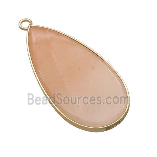 Pink Aventurine Teardrop Pendant Gold Plated