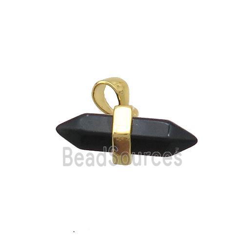 Black Obsidian Bullet Pendant Gold Plated