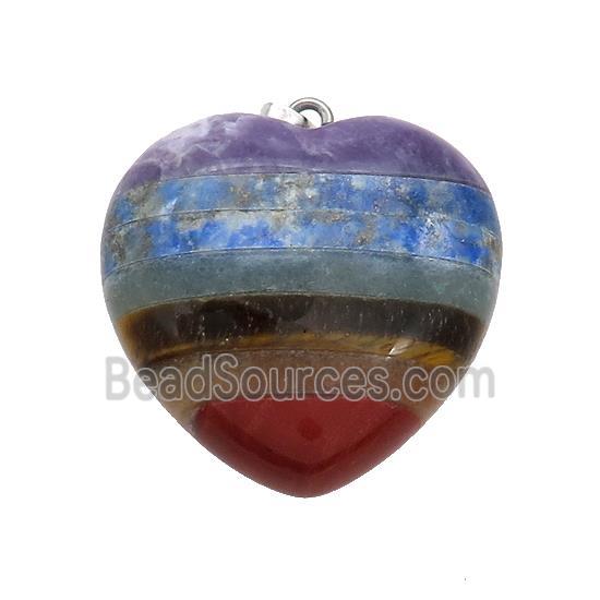 Gemstone Chakra Heart Pendant Yoga Multicolor