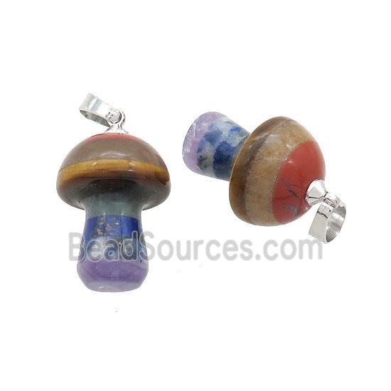 Gemstone Chakra Mushroom Pendant Yoga Multicolor