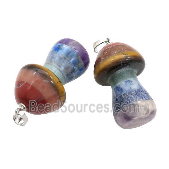 Gemstone Chakra Mushroom Pendant Yoga Multicolor