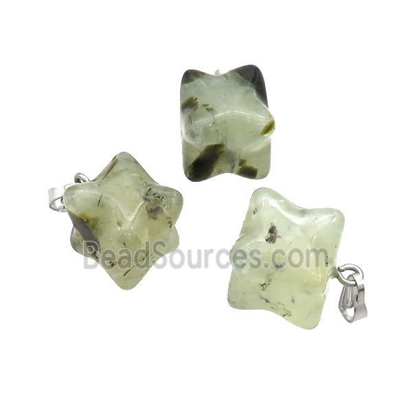 Natural Green Prehnite Merkaba Star Cube Pendant