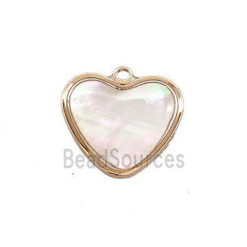 White MOP Shell Heart Pendant Gold Plated