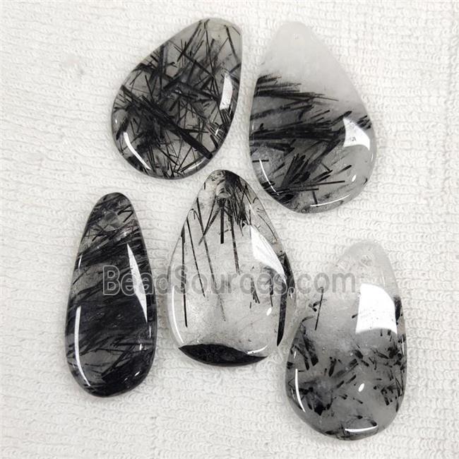 Natural Black Rutilated Quartz Pendant Teardrop