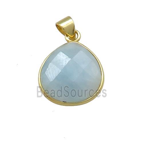 Natural Blue Aquamarine Teardrop Pendant Gold Plated