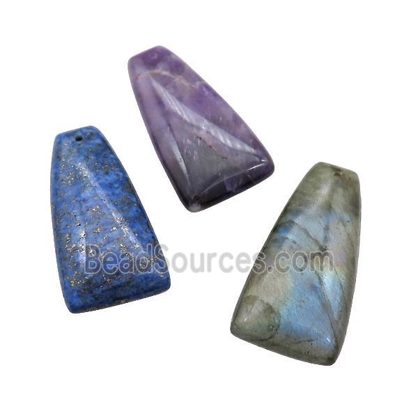 Natural Gemstone Trapeziform Pendant Mixed