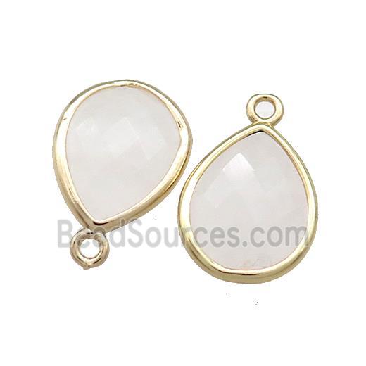 Natural Clear Quartz Teardrop Pendant Gold Plated