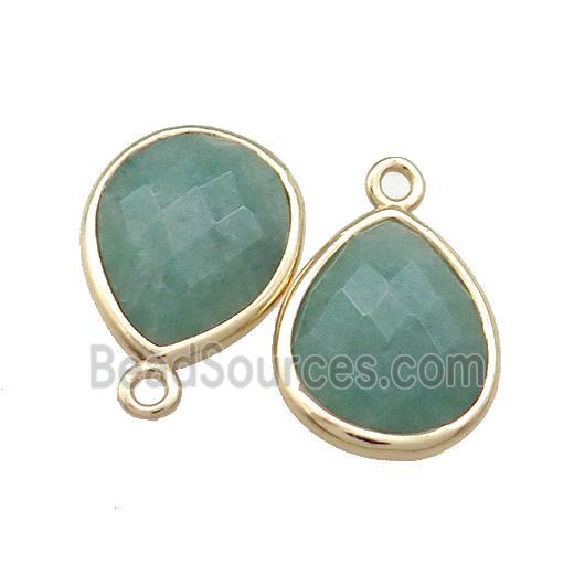 Green Aventurine Teardrop Pendant Gold Plated