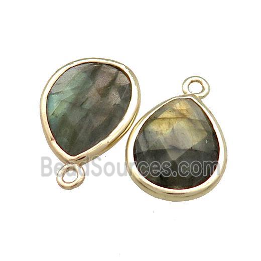 Natural Labradorite Teardrop Pendant Gold Plated