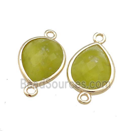 Lemon Jade Teardrop Connector Gold Plated