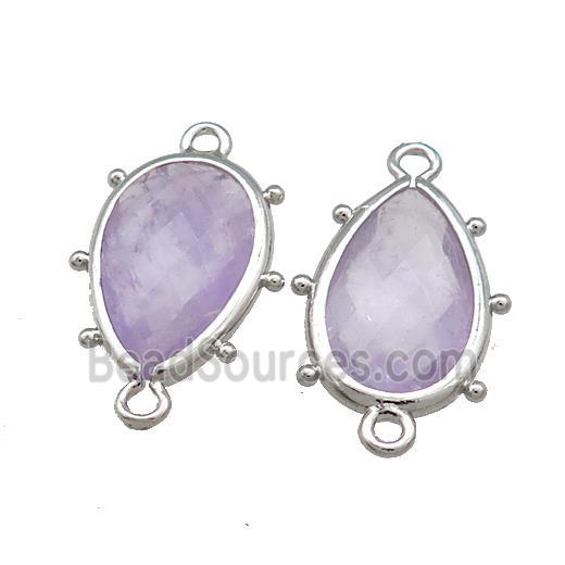 Amethyst Teardrop Connector Platinum Plated