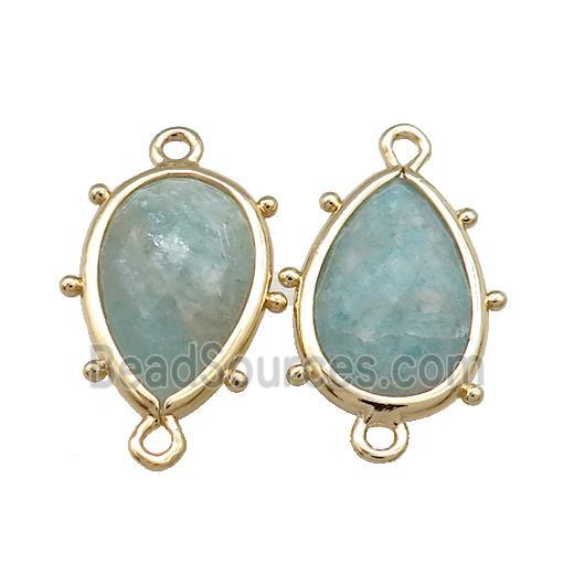 Green Amazonite Teardrop Connector Gold Plated