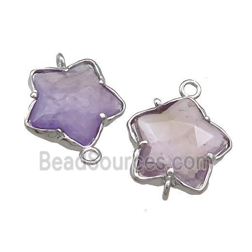 Amethyst Flower Connector Lt.purple Platinum Plated