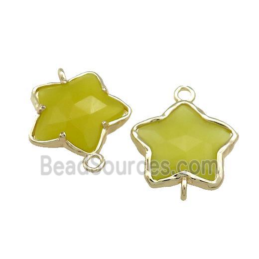 Lemon Jade Flower Connector Gold Plated