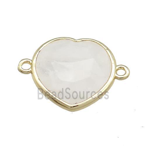 Clear Quartz Heart Connector Gold Plated