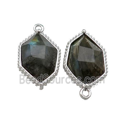 Labradorite Prism Pendant Platinum Plated