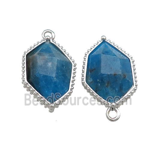 Natural Blue Apatite Prism Pendant Platinum Plated