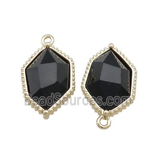 Black Onyx Agate Prism Pendant Gold Plated