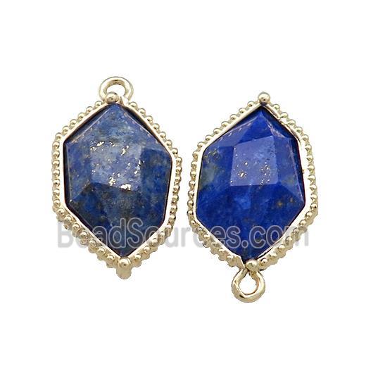 Natural Blue Lapis Lazuli Prism Pendant Gold Plated