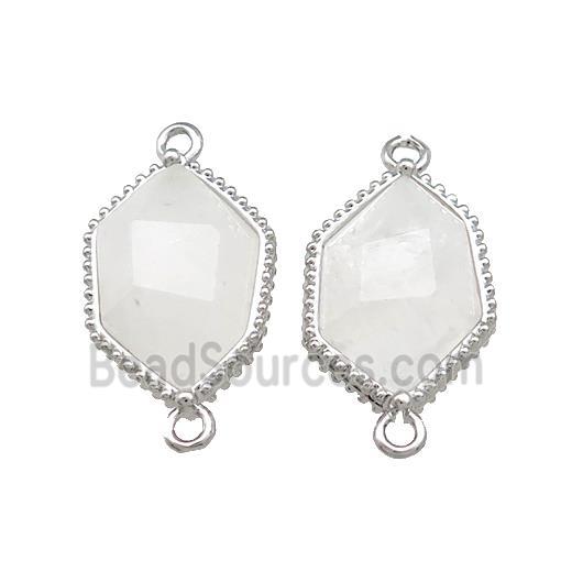 Clear Quartz Prism Connector Platinum Plated