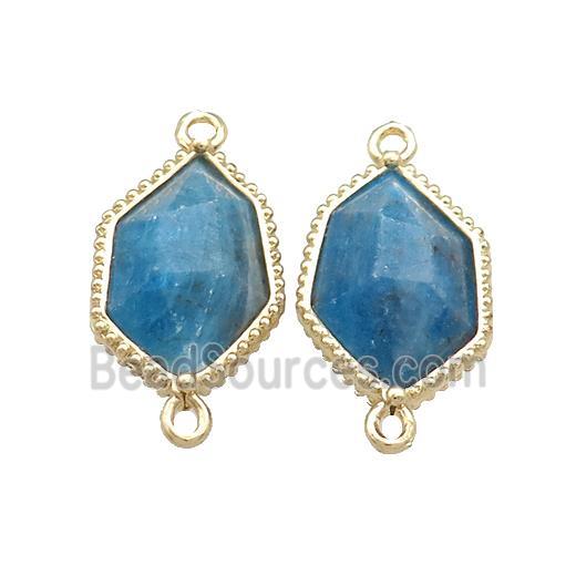 Blue Apatite Connector Prism Gold Plated