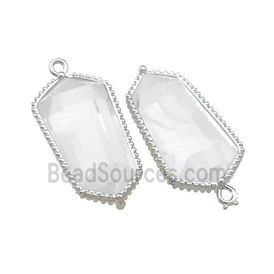 Clear Quartz Prism Pendant Platinum Plated