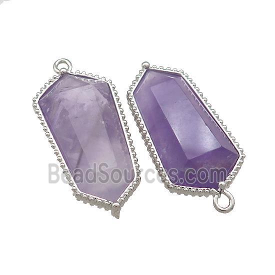 Amethyst Prism Pendant Platinum Plated