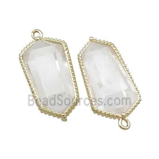 Natural Clear Quartz Prism Pendant Gold Plated