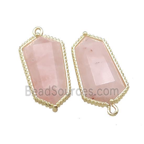 Pink Rose Quartz Prism Pendant Gold Plated