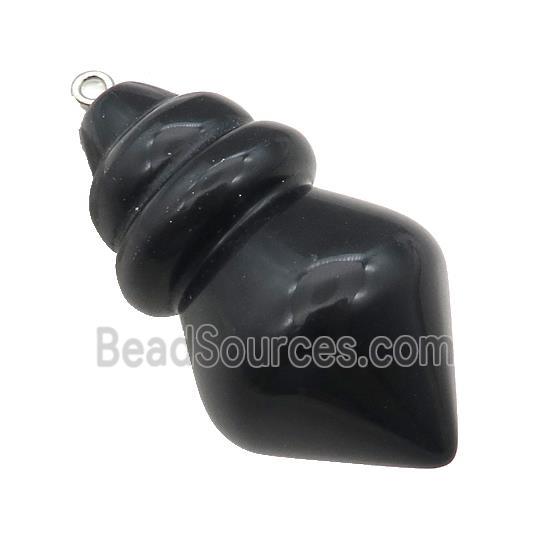 Natural Black Obsidian Pendulum Pendant