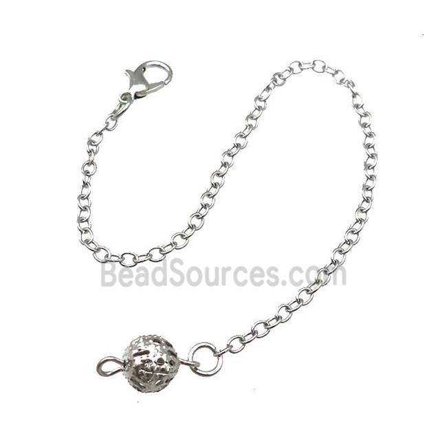 Alloy Chain Bail With Lobster Clasp Platinum Plated