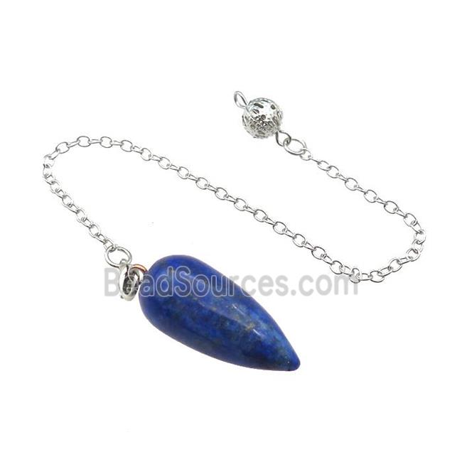 Blue Lapis Pendulum Pendant With Alloy Chain Platinum Plated