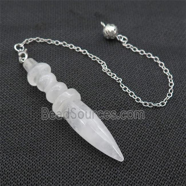 Clear Quartz Pendulum Pendant With Alloy Chain Platinum Plated