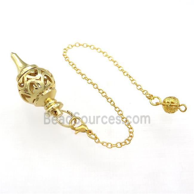 Alloy Pendulum Pendant With Chain Hollow Gold Plated