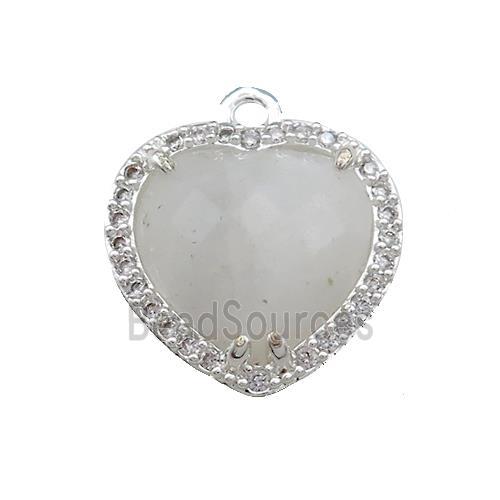 Clear Quartz Heart Pendant Pave Zircon Platinum Plated