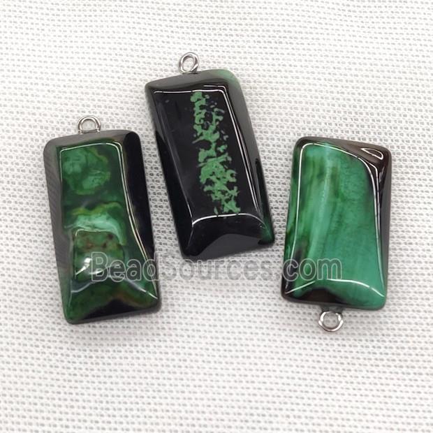 Natural Agate Rectangle Pendant Green Dye