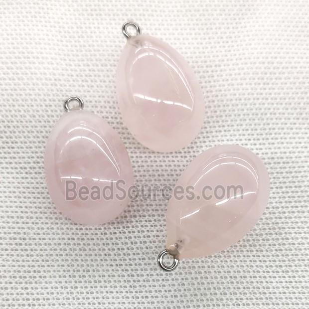 Natural Rose Quartz Egg Pendant Pink