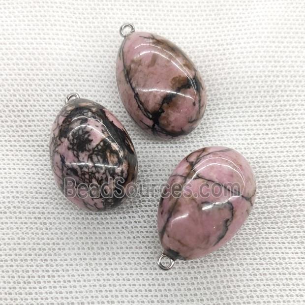 Natural Chinese Rhodonite Egg Pendant Pink